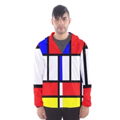 Mondrian Red Blue Yellow Hooded Wind Breaker (men) by Amaryn4rt