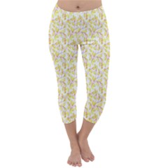 Branch Spring Texture Leaf Fruit Yellow Capri Winter Leggings  by Alisyart