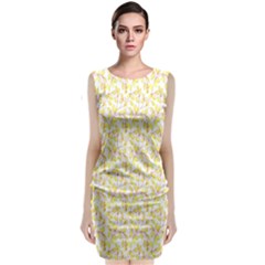Branch Spring Texture Leaf Fruit Yellow Sleeveless Velvet Midi Dress by Alisyart