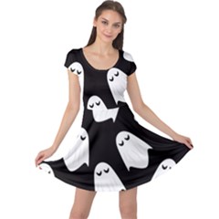 Ghost Halloween Pattern Cap Sleeve Dresses by Amaryn4rt