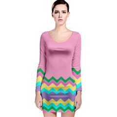 Easter Chevron Pattern Stripes Long Sleeve Bodycon Dress by Amaryn4rt