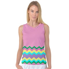 Easter Chevron Pattern Stripes Women s Basketball Tank Top by Amaryn4rt