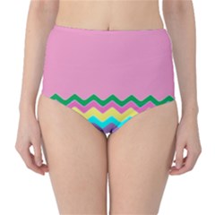 Easter Chevron Pattern Stripes High-waist Bikini Bottoms by Amaryn4rt