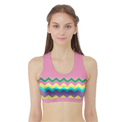 Easter Chevron Pattern Stripes Sports Bra With Border by Amaryn4rt