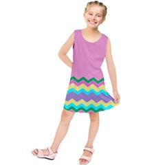 Easter Chevron Pattern Stripes Kids  Tunic Dress by Amaryn4rt