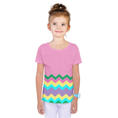 Easter Chevron Pattern Stripes Kids  One Piece Tee by Amaryn4rt