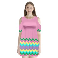 Easter Chevron Pattern Stripes Shoulder Cutout Velvet  One Piece by Amaryn4rt