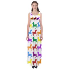 Colorful Horse Background Wallpaper Empire Waist Maxi Dress by Amaryn4rt