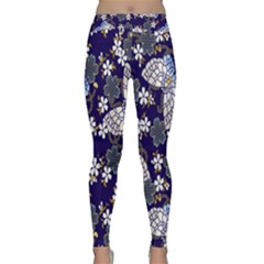 Butterfly Iron Chains Blue Purple Animals White Fly Floral Flower Classic Yoga Leggings by Alisyart