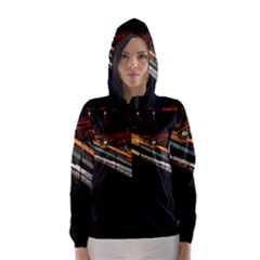 Highway Night Lighthouse Car Fast Hooded Wind Breaker (women) by Amaryn4rt