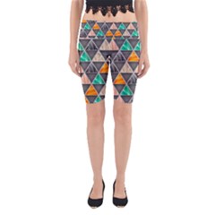 Abstract Geometric Triangle Shape Yoga Cropped Leggings by Amaryn4rt