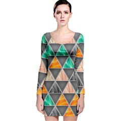 Abstract Geometric Triangle Shape Long Sleeve Velvet Bodycon Dress by Amaryn4rt