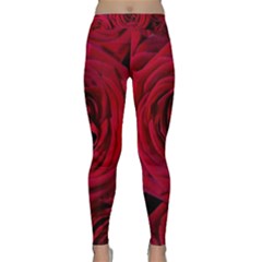 Roses Flowers Red Forest Bloom Classic Yoga Leggings by Amaryn4rt
