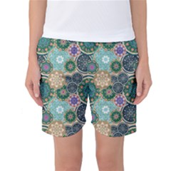 Flower Sunflower Floral Circle Star Color Purple Blue Women s Basketball Shorts by Alisyart
