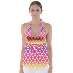 Colorful Rainbow Moroccan Pattern Babydoll Tankini Top by Amaryn4rt