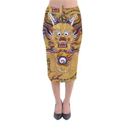 Chinese Dragon Pattern Velvet Midi Pencil Skirt by Amaryn4rt