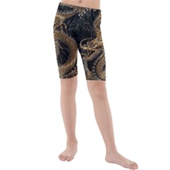 Dragon Pentagram Kids  Mid Length Swim Shorts by Amaryn4rt