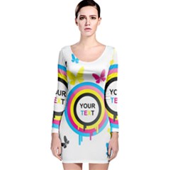 Colorful Butterfly Rainbow Circle Animals Fly Pink Yellow Black Blue Text Long Sleeve Velvet Bodycon Dress by Alisyart