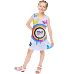 Colorful Butterfly Rainbow Circle Animals Fly Pink Yellow Black Blue Text Kids  Tunic Dress by Alisyart