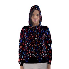 America Usa Map Stars Vector  Hooded Wind Breaker (women) by Simbadda