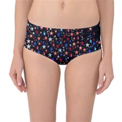 America Usa Map Stars Vector  Mid-waist Bikini Bottoms by Simbadda