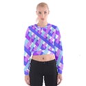 Geometric Plaid Gingham Diagonal Women s Cropped Sweatshirt View1