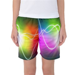 Lines Wavy Ight Color Rainbow Colorful Women s Basketball Shorts by Alisyart