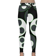 Origami Leaf Sea Dragon Circle Line Green Grey Black Classic Yoga Leggings by Alisyart