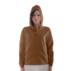 Pattern Honeycomb Pattern Brown Hooded Wind Breaker (women) by Simbadda