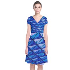 Lines Geometry Architecture Texture Short Sleeve Front Wrap Dress by Simbadda