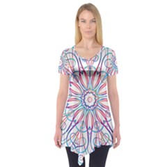 Frame Star Rainbow Love Heart Gold Purple Blue Short Sleeve Tunic  by Alisyart