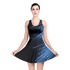 Abstract Light Rays Stripes Lines Black Blue Reversible Skater Dress by Alisyart