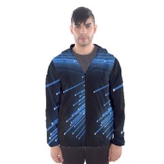 Abstract Light Rays Stripes Lines Black Blue Hooded Wind Breaker (men) by Alisyart