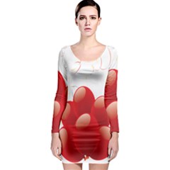 Balloon Partty Red Long Sleeve Bodycon Dress by Alisyart