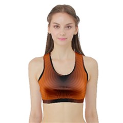 Abstract Circle Hole Black Orange Line Sports Bra With Border by Alisyart