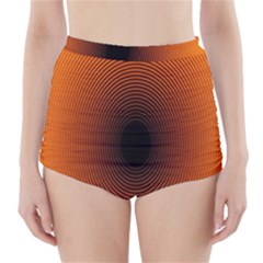 Abstract Circle Hole Black Orange Line High-waisted Bikini Bottoms by Alisyart