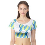 Candy Yellow Blue Short Sleeve Crop Top (Tight Fit)