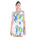 Candy Yellow Blue Scoop Neck Skater Dress
