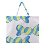Candy Yellow Blue Zipper Large Tote Bag