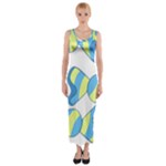 Candy Yellow Blue Fitted Maxi Dress