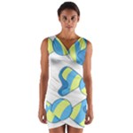 Candy Yellow Blue Wrap Front Bodycon Dress