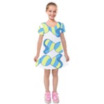 Candy Yellow Blue Kids  Short Sleeve Velvet Dress