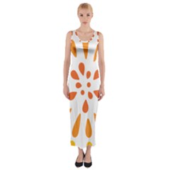 Circle Orange Fitted Maxi Dress by Alisyart