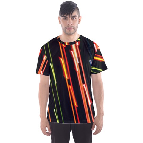 Colorful Diagonal Lights Lines Men s Sport Mesh Tee by Alisyart