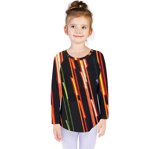 Colorful Diagonal Lights Lines Kids  Long Sleeve Tee by Alisyart