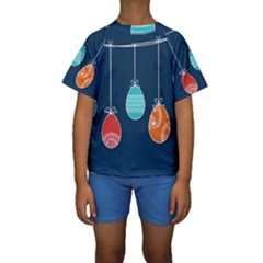 Easter Egg Balloon Pink Blue Red Orange Kids  Short Sleeve Swimwear by Alisyart