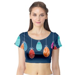 Easter Egg Balloon Pink Blue Red Orange Short Sleeve Crop Top (tight Fit) by Alisyart