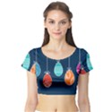 Easter Egg Balloon Pink Blue Red Orange Short Sleeve Crop Top (Tight Fit) View1