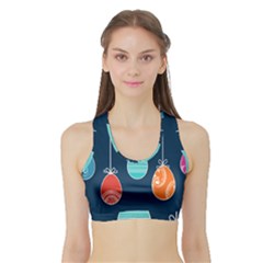 Easter Egg Balloon Pink Blue Red Orange Sports Bra With Border by Alisyart