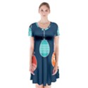 Easter Egg Balloon Pink Blue Red Orange Short Sleeve V-neck Flare Dress View1